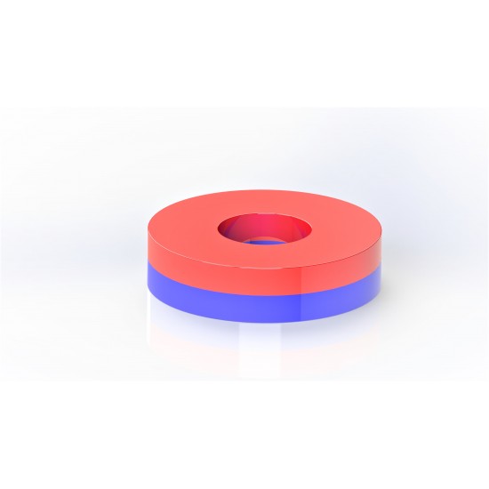 Magnet inel  neodim, 16mm x 12mm x 8mm, N35, cu 2 orificii de 3mm - lichidare stoc